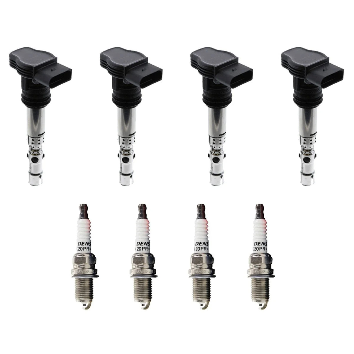 Set of 4 Ignition Coils & Denso U-Groove Spark Plugs for Audi A4 (2002)