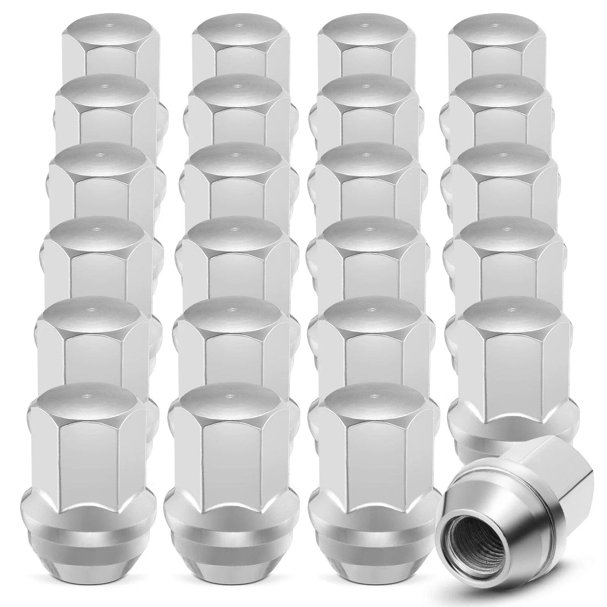 24x Chrome Lug Nuts M14x1.5 for Chevy Silverado Tahoe Suburban Colorado (2000–2023)
