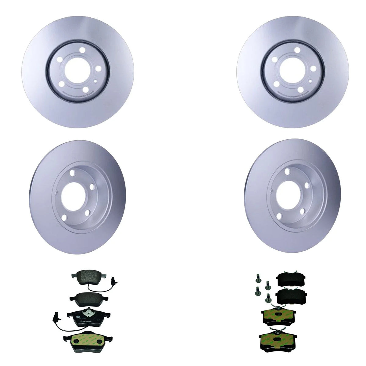 Hella Front Rear Rotors Disc Brake Pad Kit for Audi A4 (2002–2008)
