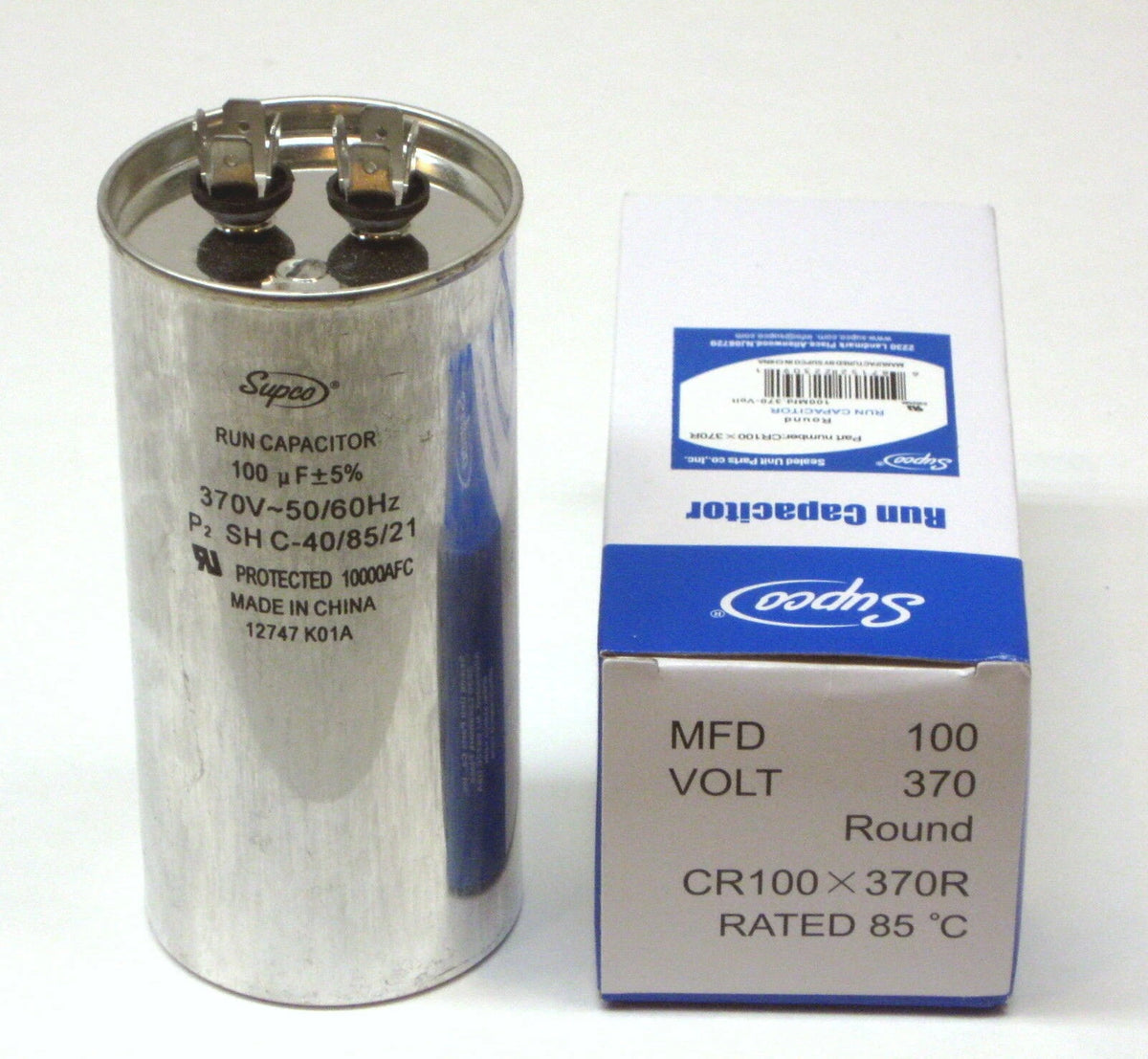 100 MFD 370V Capacitor for Air Conditioning HVAC Round Fan Motor