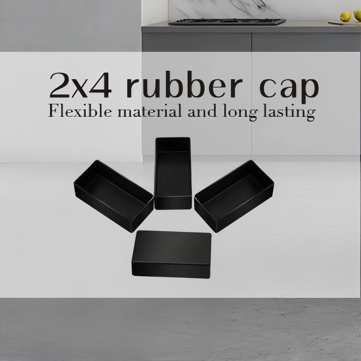 Set of 4 Rubber Post Caps for 2x4 Wood Posts (1.5"x3.5")