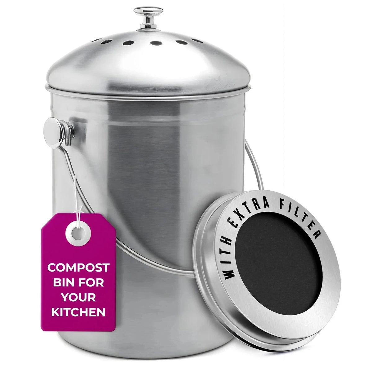 1.3 Gallon Odorless Compost Bin for Kitchen (No Part Numbers)
