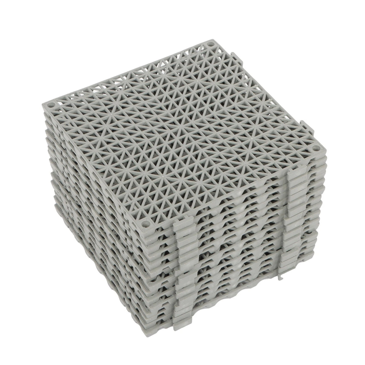 Set of 55 Gray 12" x 12" PVC Interlocking Drainage Floor Tiles
