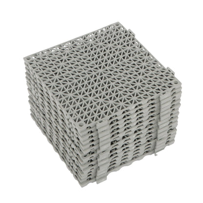 Set of 55 Gray 12" x 12" PVC Interlocking Drainage Floor Tiles