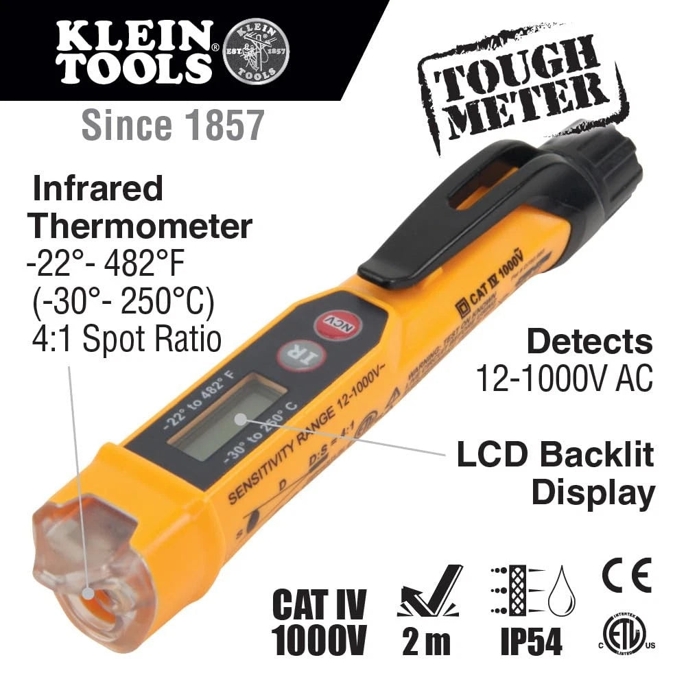 Non-Contact Voltage Tester with Infrared Thermometer for Klein Tools NCVT-4IR