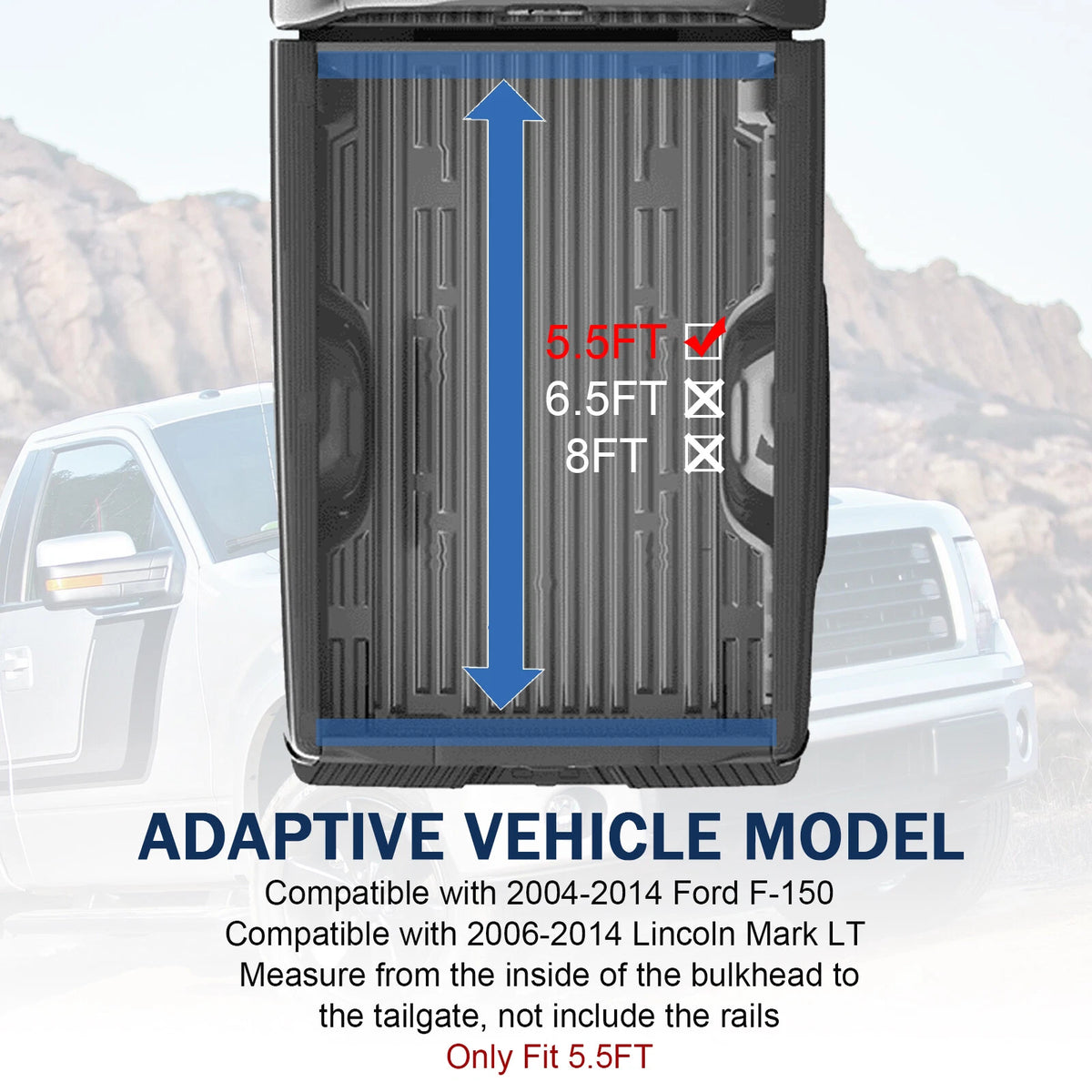 Roll Up Tonneau Cover for Ford F150 5.5ft (2015–2023) CMR82015, H144