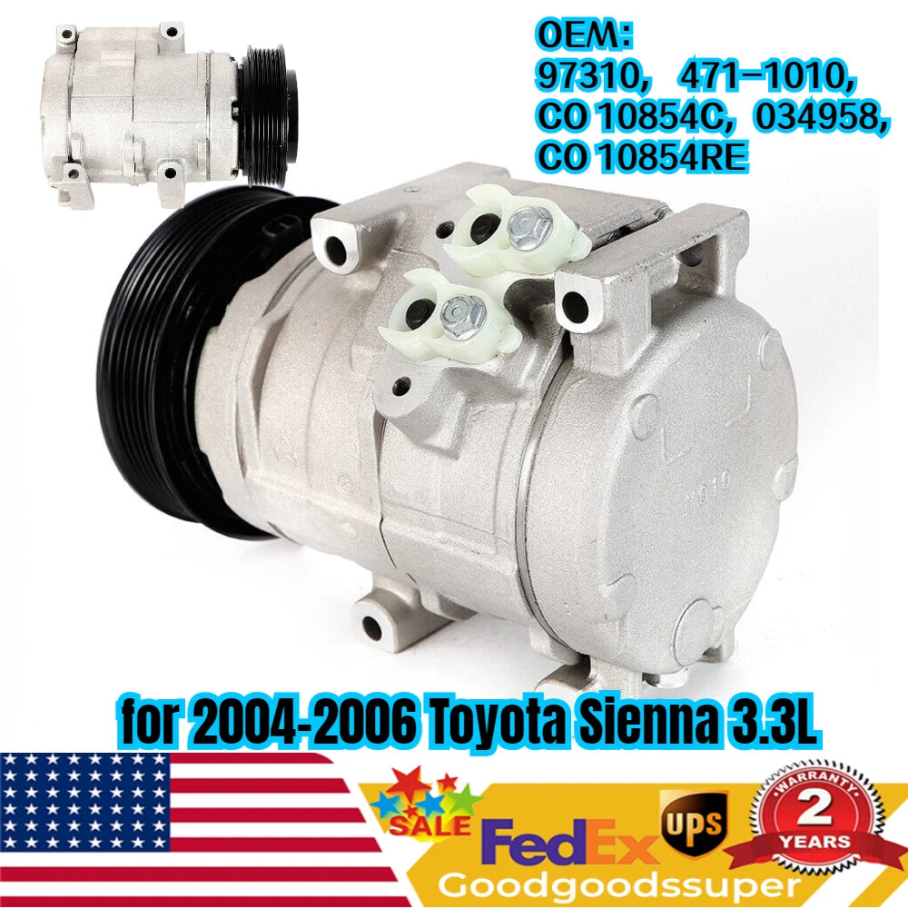A/C Compressor with Clutch for Toyota Sienna (2004–2006) 97310, CO 10854C, 471-1010
