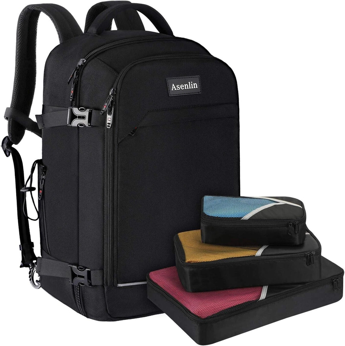 40L Black Travel Carry-On Backpack for Universal Use (Water Resistant)