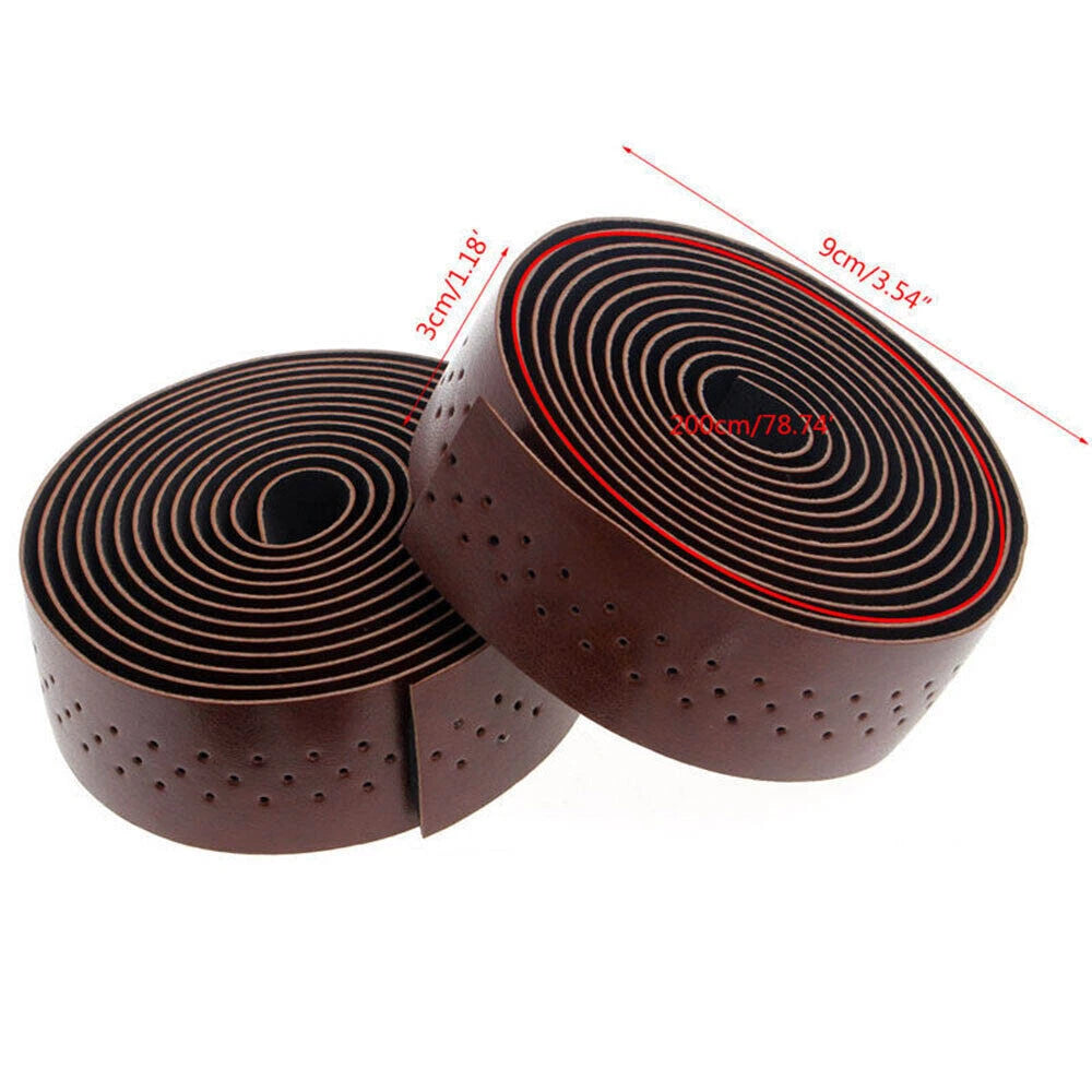 2X Handlebar Tape for Bicycle Road Bike PU Leather Grip Wrap