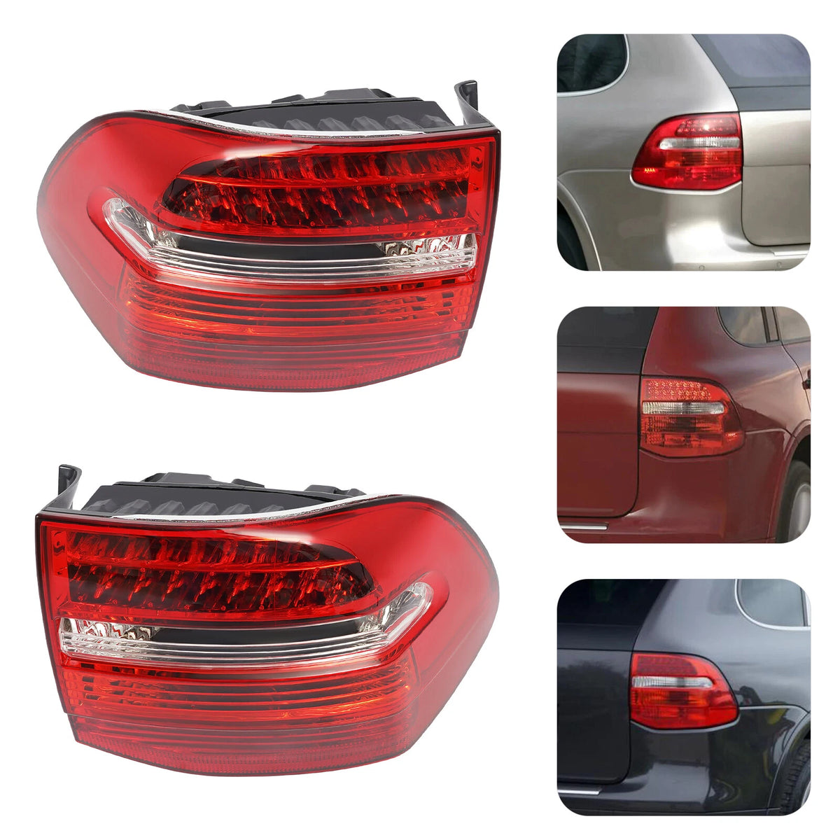 Set of 2 Rear LED Tail Lights for Porsche Cayenne (2007–2010) 95563148800, 95563148801