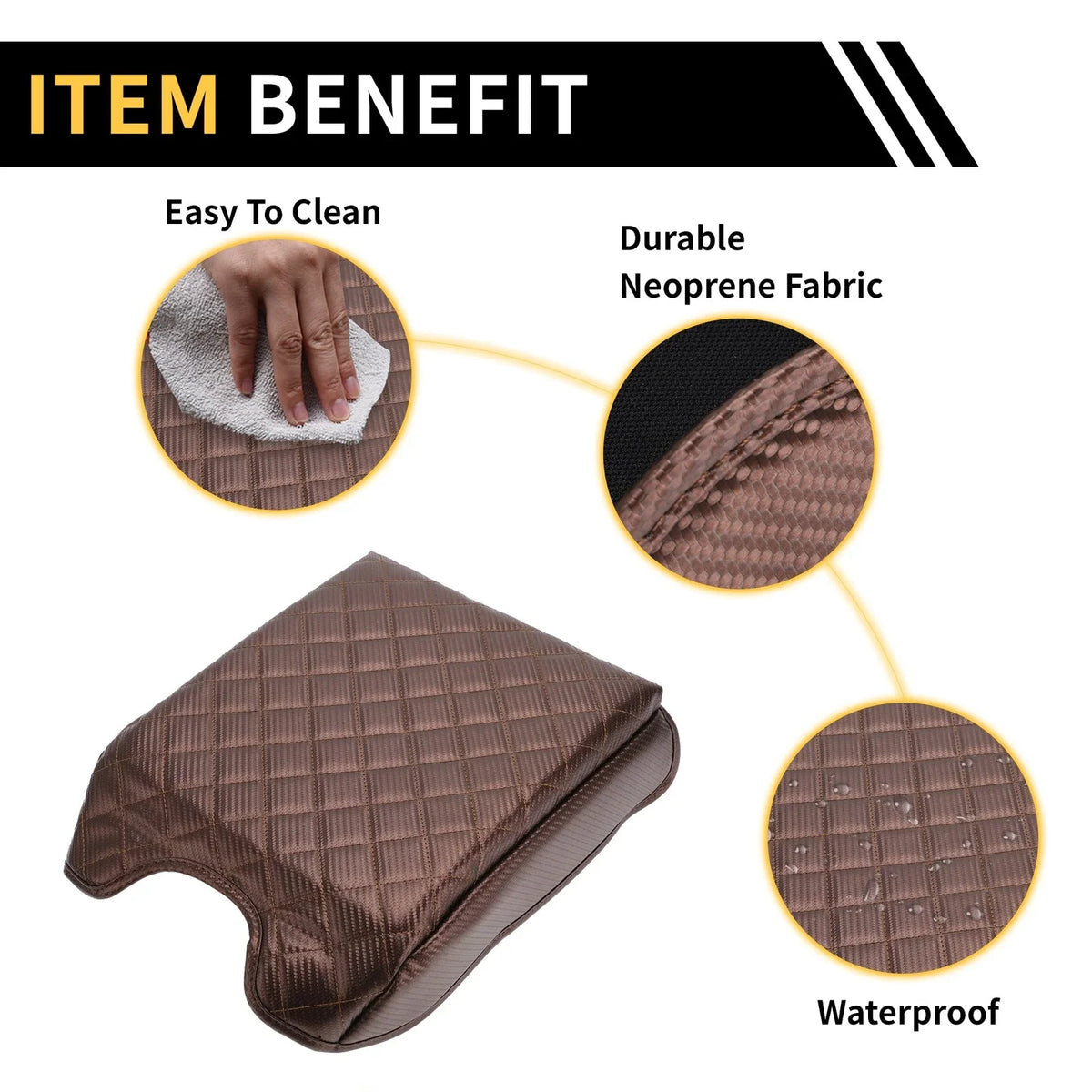 Armrest Cover for Ford F-150 (Microfiber Leather, Carbon Fiber, Brown)