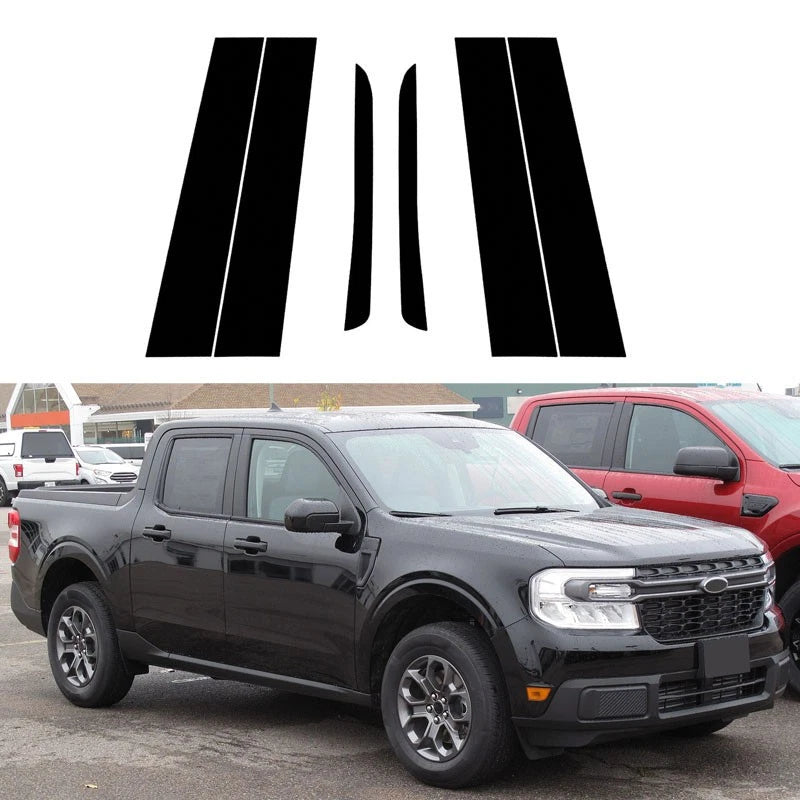 Set of 6 Black Exterior Pillar Post Trim for Ford Maverick (2022–2023)