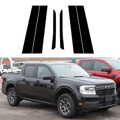 Set of 6 Black Exterior Pillar Post Trim for Ford Maverick (2022–2023)