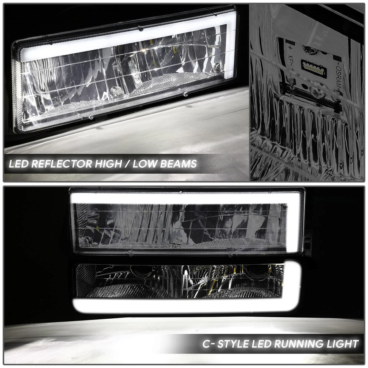 C-LED DRL Headlight + Signal + Amber Corner Lamp for GMC C/K 1500-3500 (1994–2000)