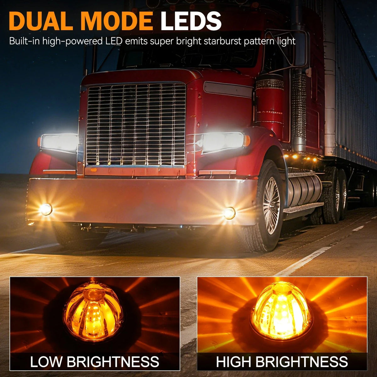 10x Clear Lens LED Side Marker Turn Signal Lamps for Truck Trailer