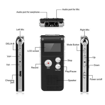 32GB Rechargeable LCD Digital Voice Recorder Dictaphone MP3 Player