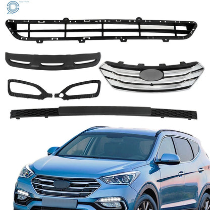 Set of 5 Front Grille Fog Light Bezels for Hyundai Santa Fe Sport (2013–2016)