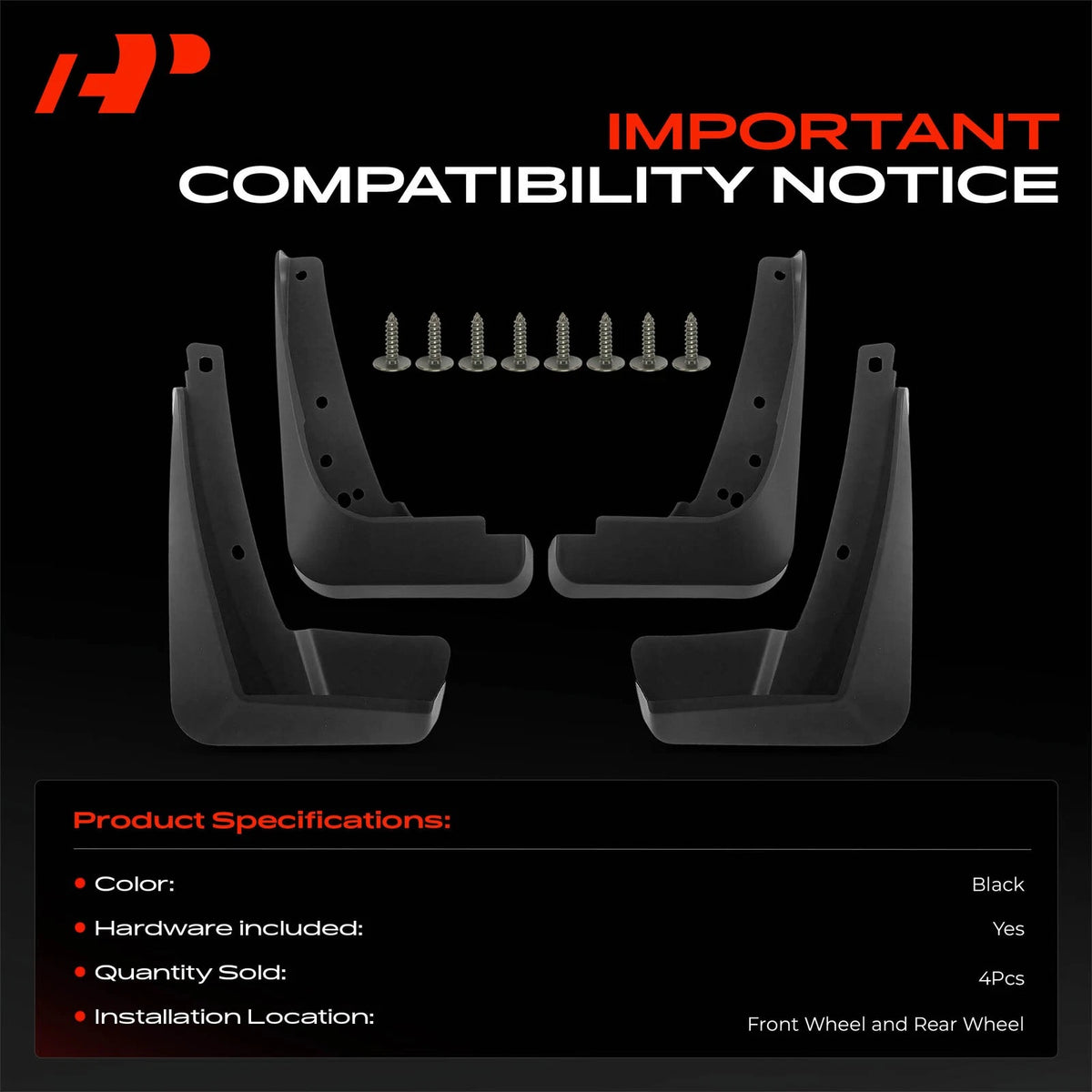 Set of 4 Splash Guards for Audi A3 Hatchback (2013–2020)