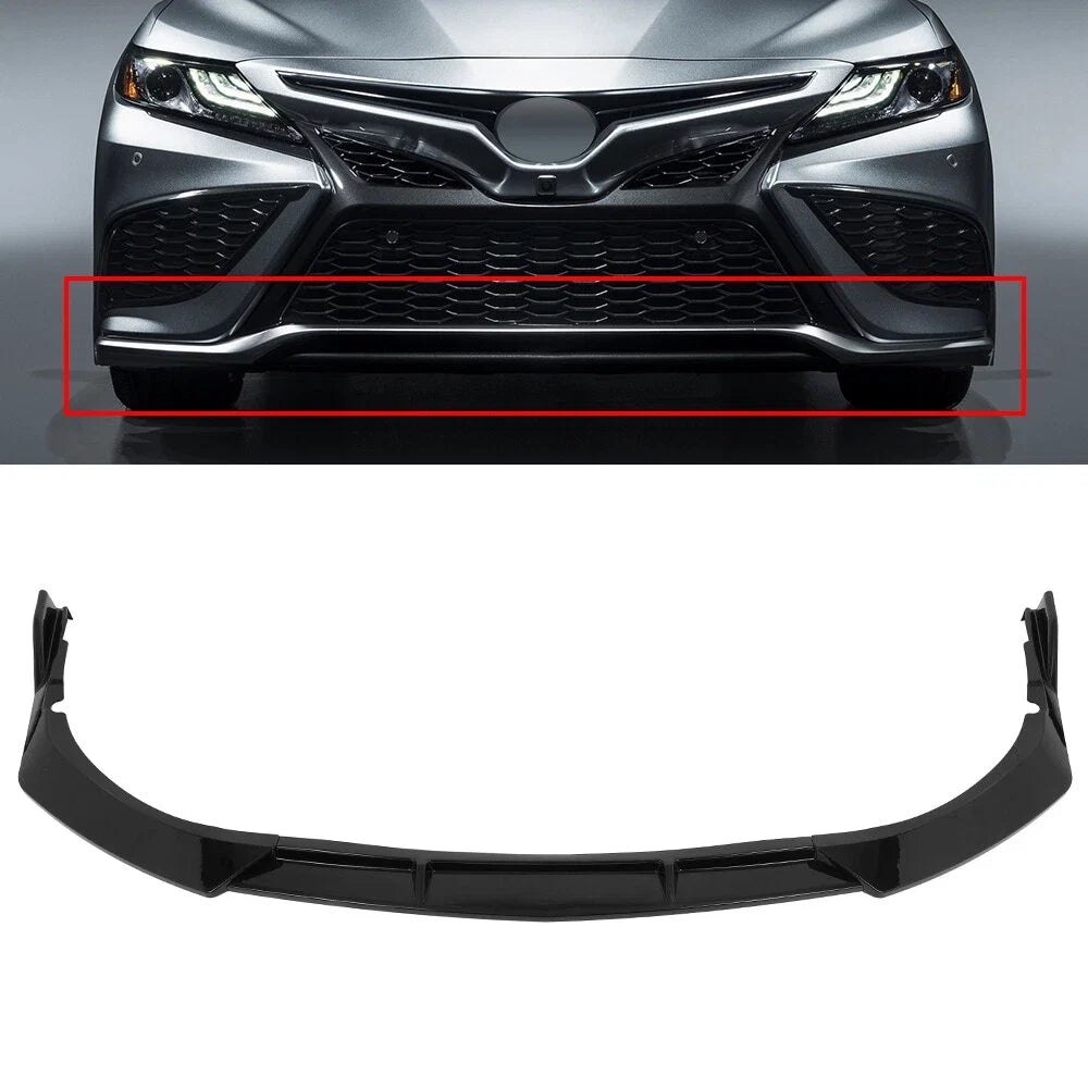 Glossy Black Front Bumper Lip Spoiler for Toyota Camry SE/XSE (2021–2024)