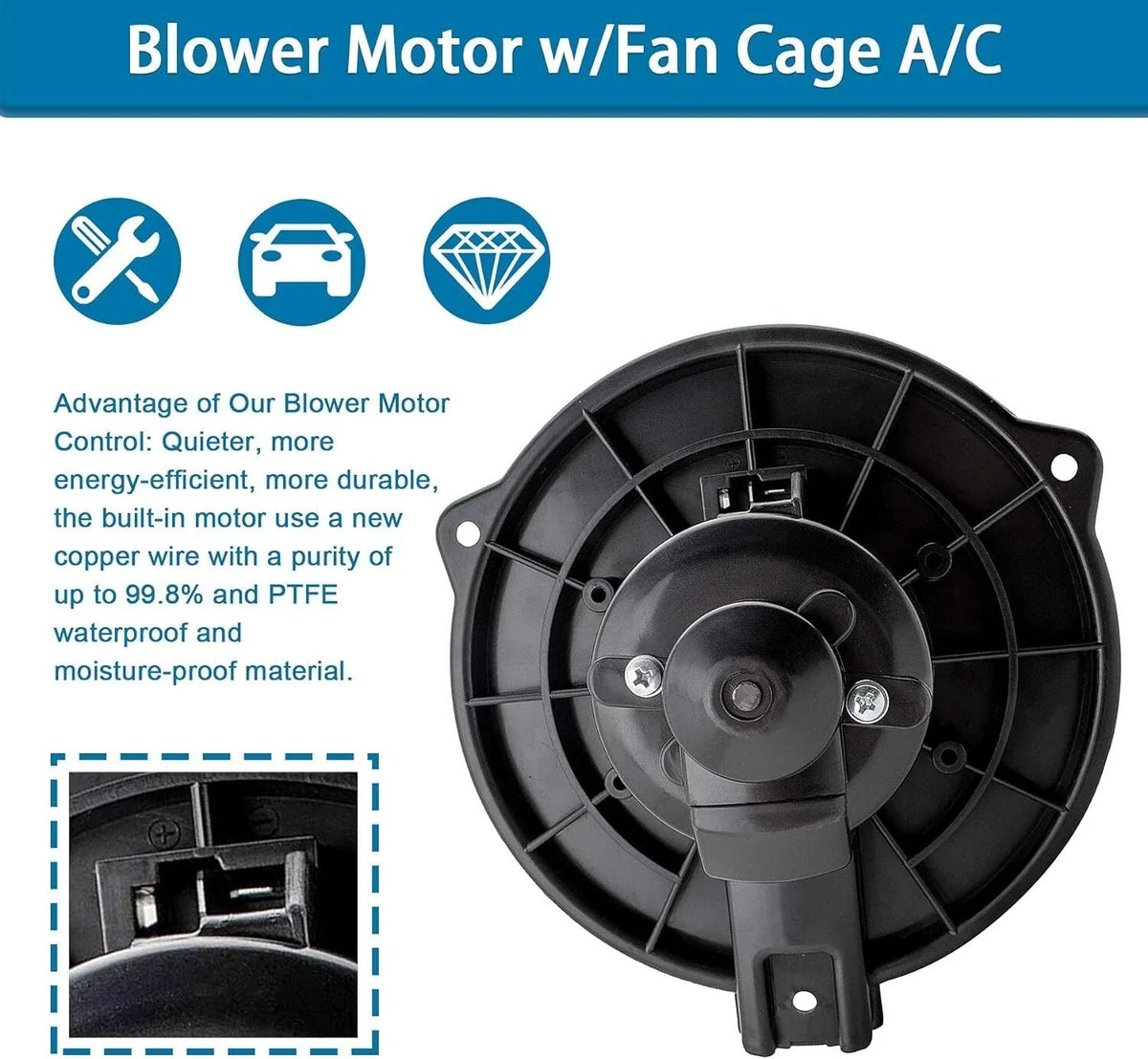 Front A/C Heater Blower Motor w/ Fan Cage for Scion tC (2005–2008)