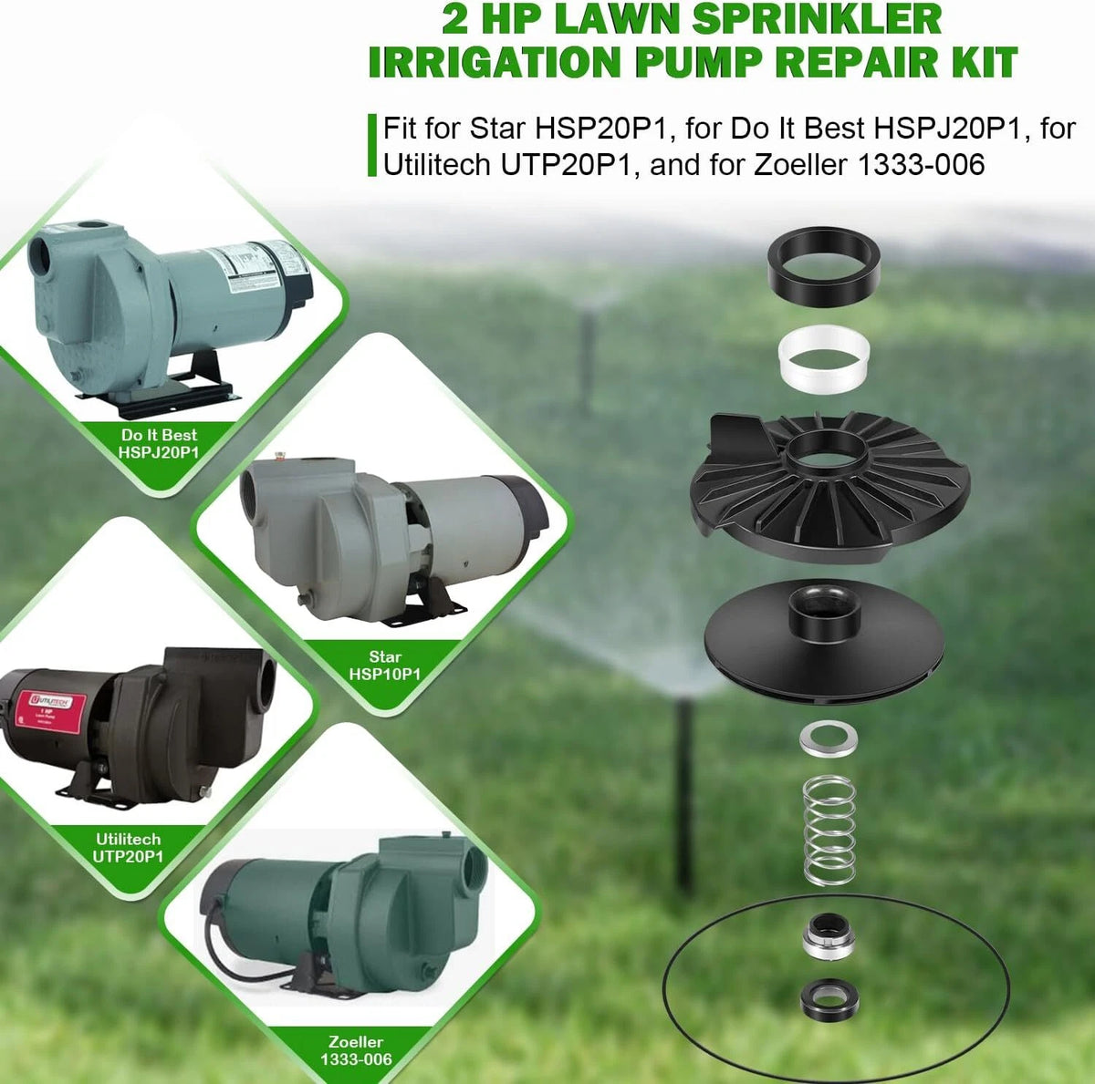 2X HP Lawn Sprinkler Irrigation Pump Repair Kit for Star HSP20P1/UTP20P1
