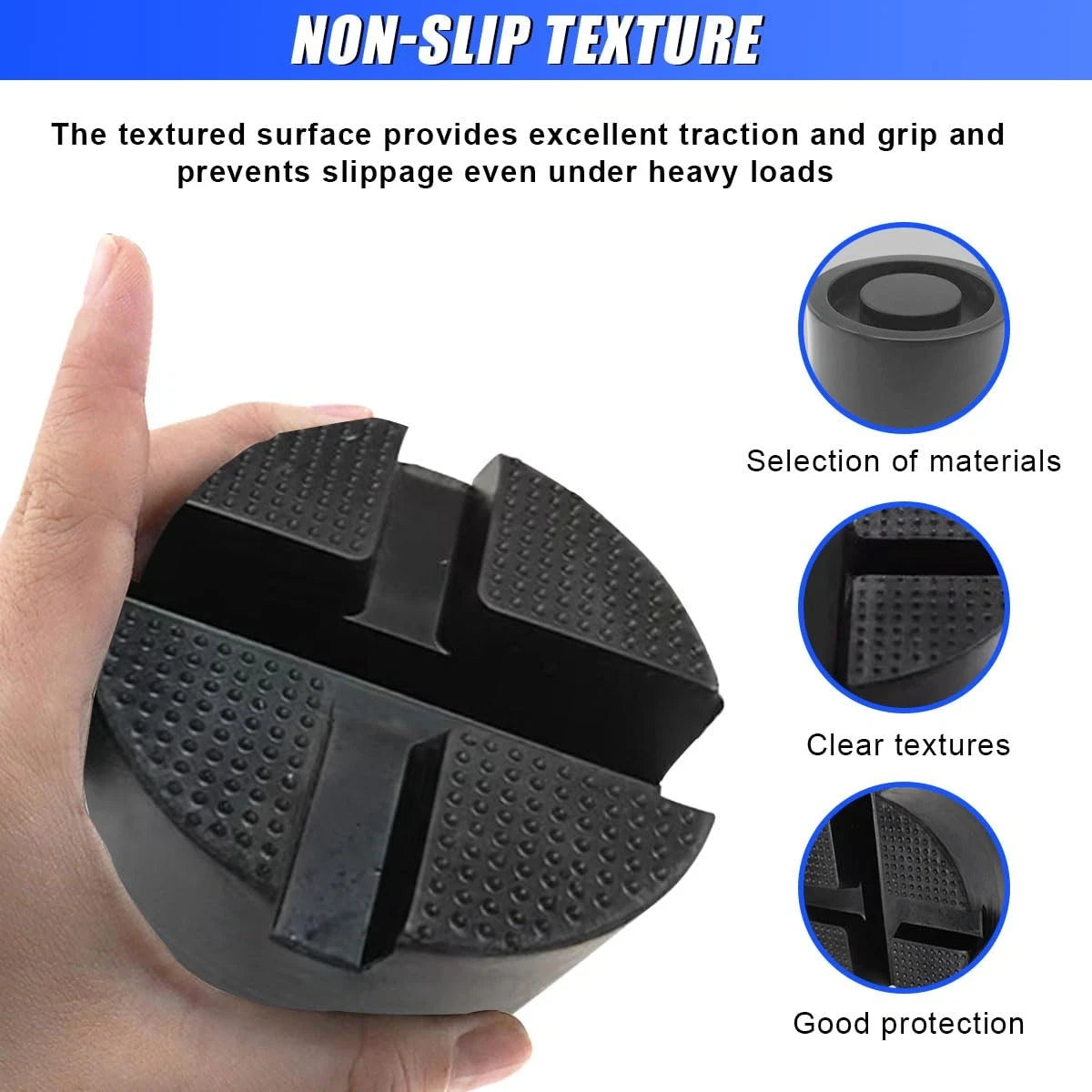 Rubber Cross Slotted Jack Stand Pad for Disk Frame Rail Protector (1PC)