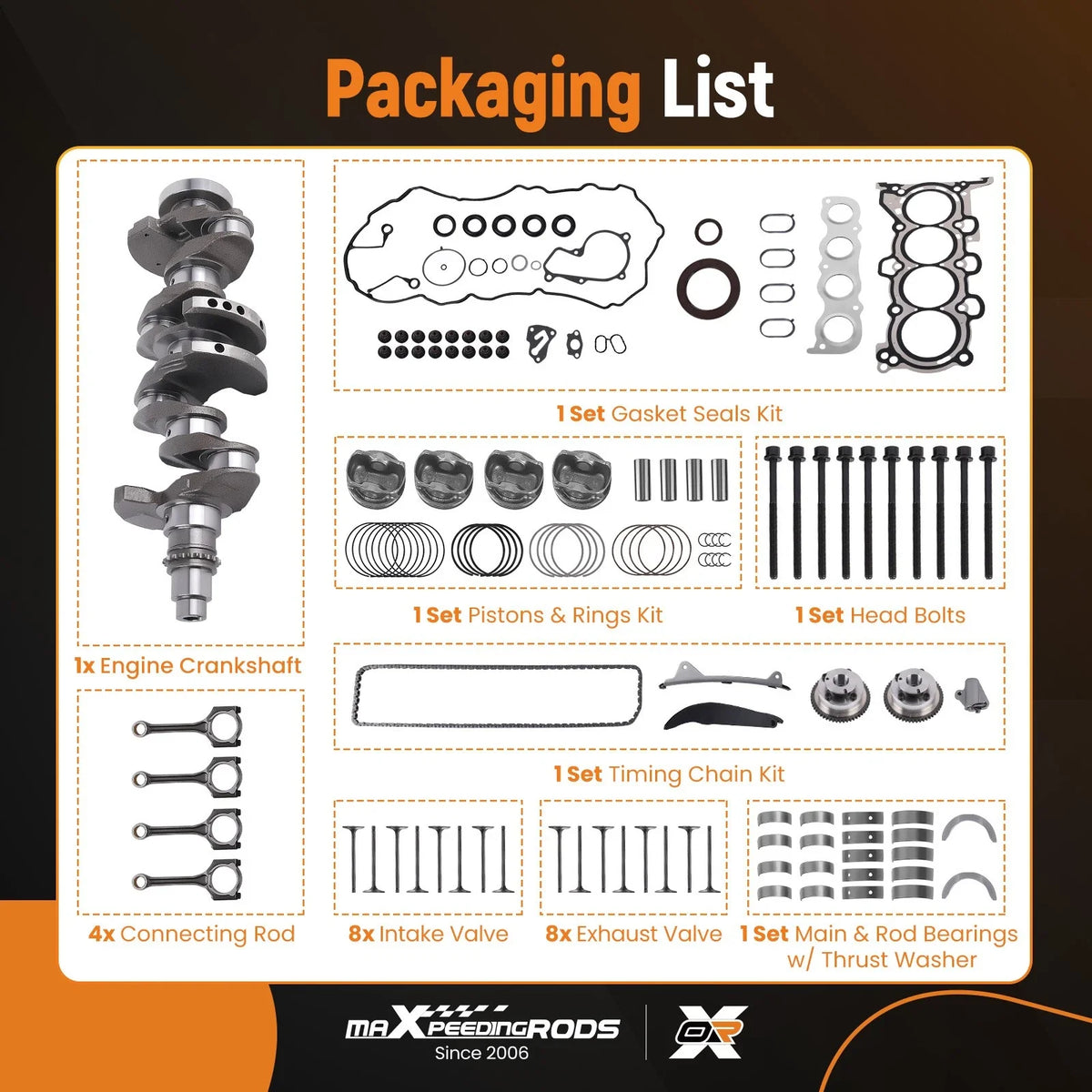 G4NA 2.0L Engine Rebuild Kit for Hyundai Elantra (2011–2015) Kia Forte (2014–2016)