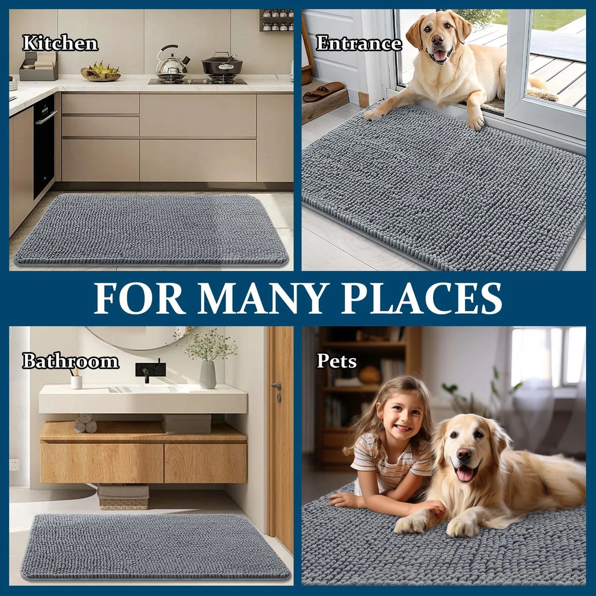 Dog Door Mat for Muddy Paws 30x20 (Absorbs Moisture and Dirt)