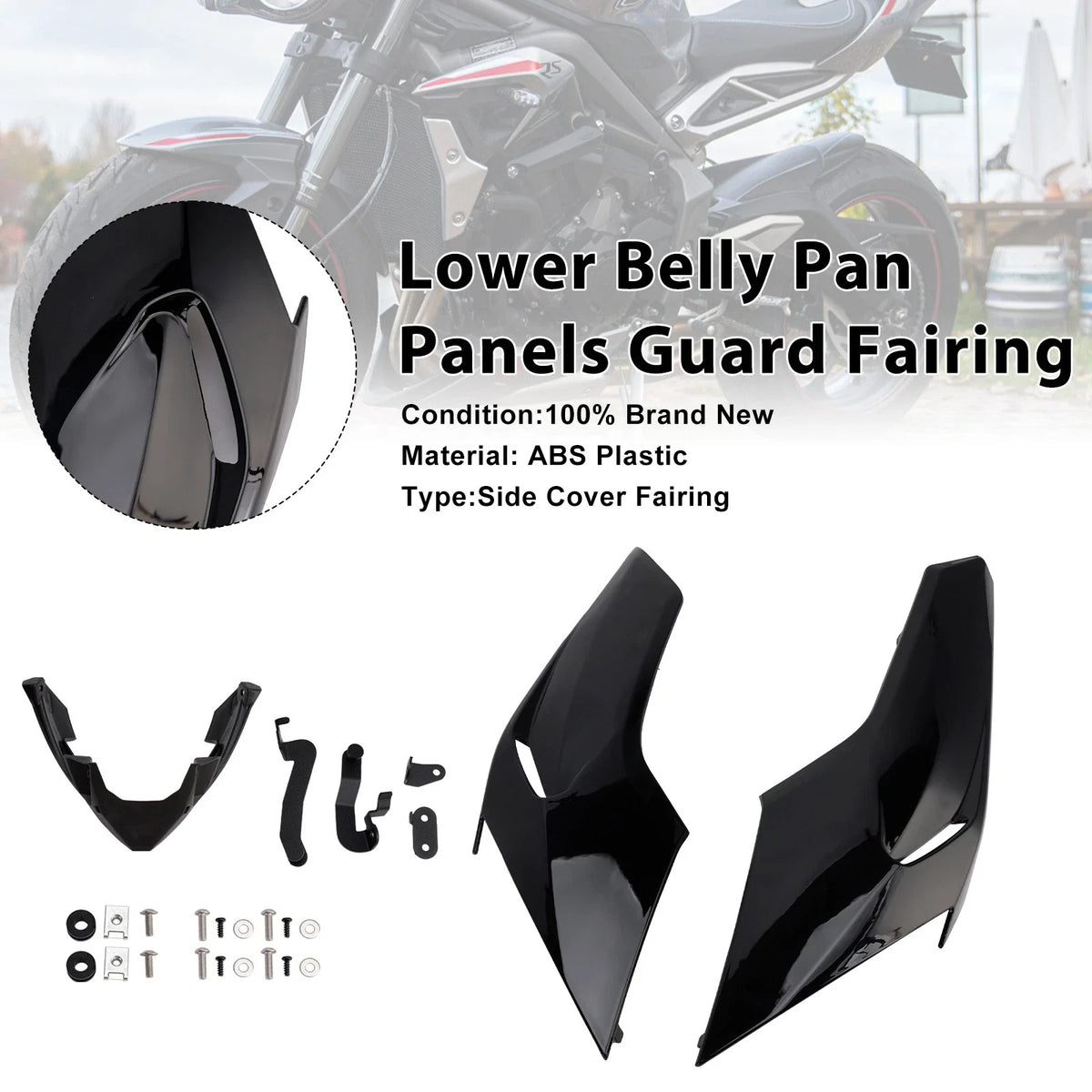 Lower Belly Pan Guard for Triumph Street Triple 765 R/RS (2020–2022) Black