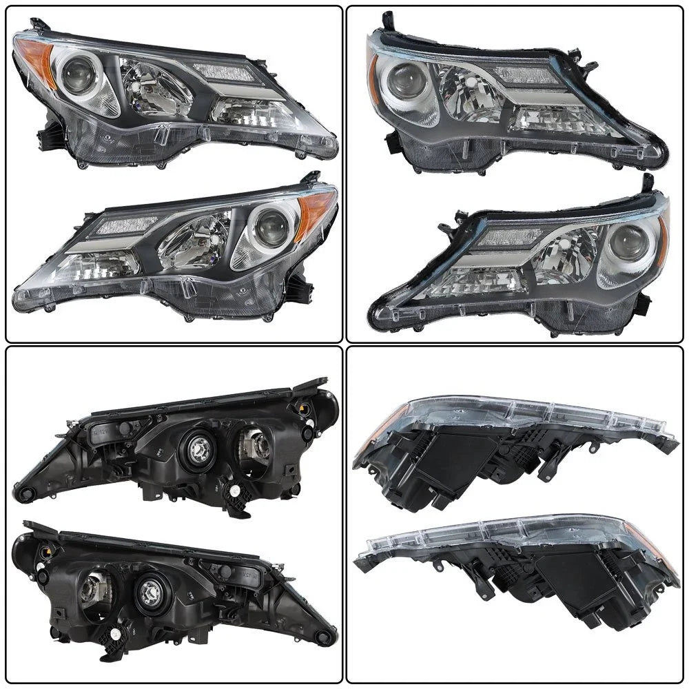 Set of 2 Front Headlight Assemblies for Toyota RAV4 (2013–2015) Clear Lens