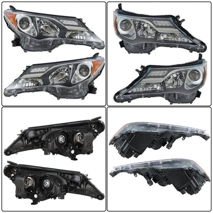 Set of 2 Front Headlight Assemblies for Toyota RAV4 (2013–2015) Clear Lens