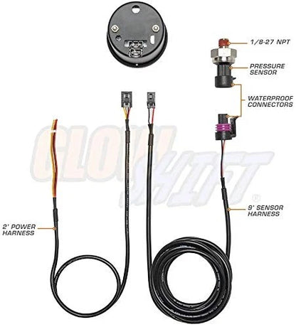 GlowShift 7 Color 100 PSI Oil Pressure Gauge Kit for Universal Fit (2000–2023)