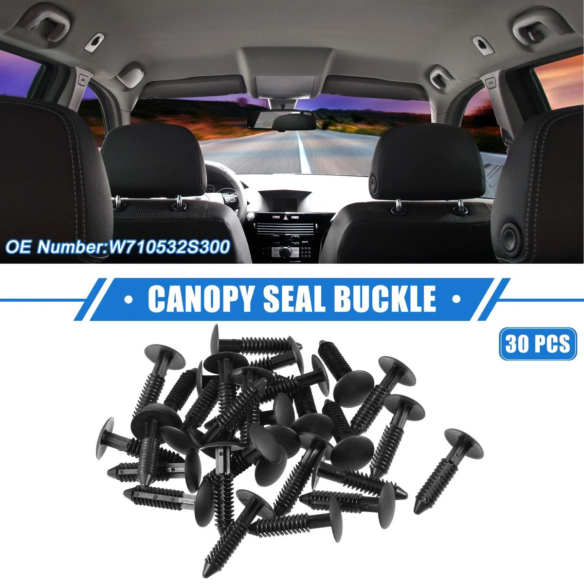 30Pcs Canopy Seal Buckle Clips for Ford Mustang (2005–2012) Black