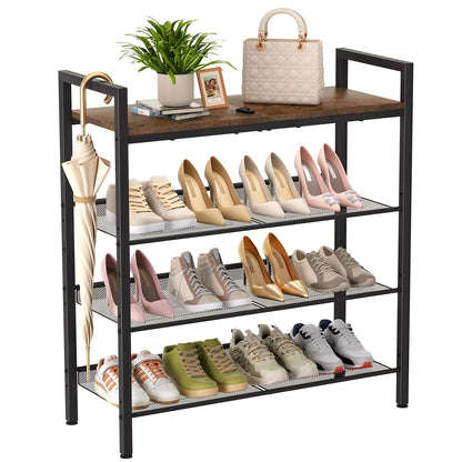 4-Tier Shoe Rack for Home Organization (11.81"D x 29.33"W x 30.31"H)
