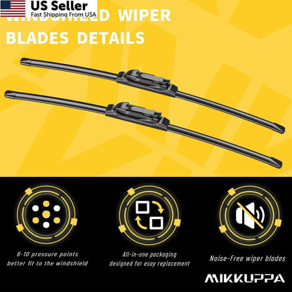 Set of 2 Wiper Blades for MIKKUPPA 22" (Fit Pinch Tab)