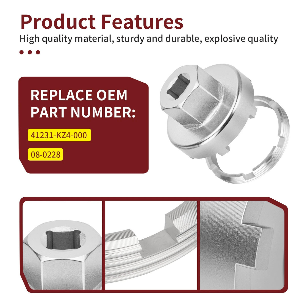 Rear Wheel Bearing Retainer w/ Tool 44mm for Honda CR500R (1984–2001) 41231-KZ4-000, 08-0228