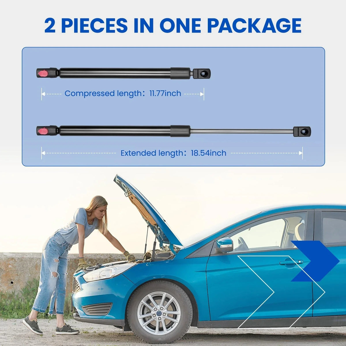 2X Front Hood Lift Supports Gas Struts for Mercedes Benz C Class (2015–2021)
