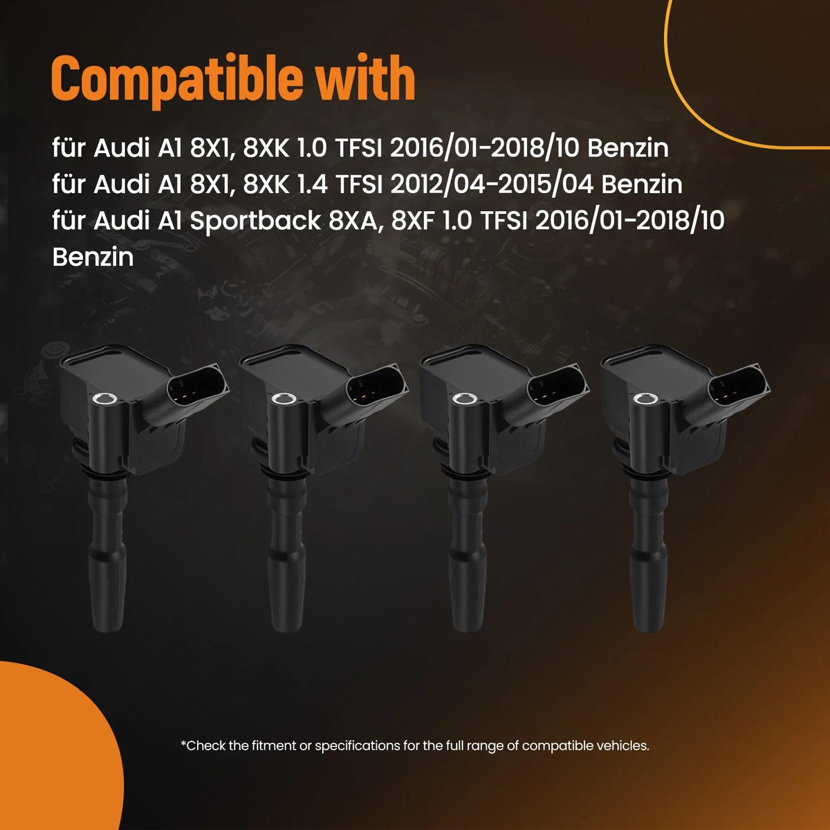 Ignition Coil Pack 4X for VW Caddy UP! Golf Sportsvan (2014–2020)