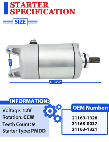 Starter with Relay & Switch for Kawasaki Brute Force 750 4X4i (2005–2007)