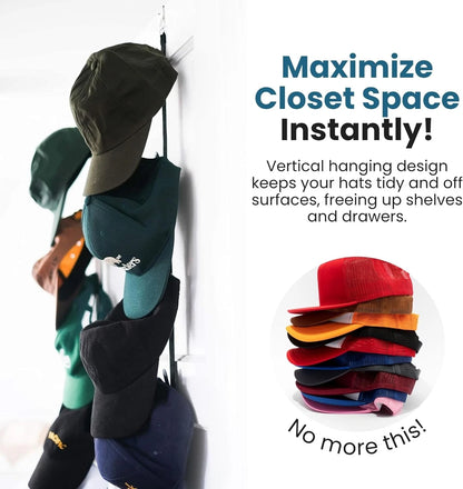2X Over the Door Cap Rack Organizer for Baseball Hats (Holds 16 Hats)