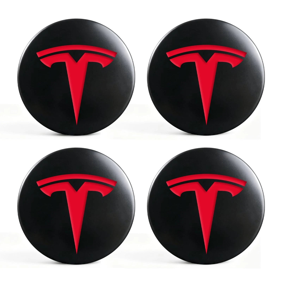 4X Wheel Center Hub Cap Stickers for (Matt Black & Red)