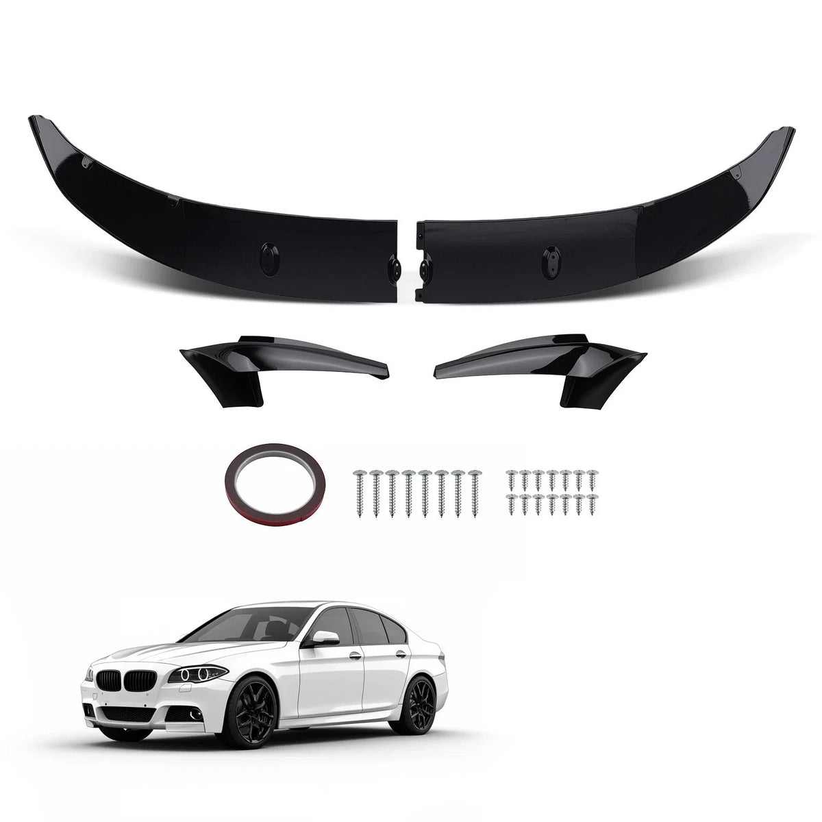 Front Bumper Lip Spoiler for BMW F10 5 Series M Sport (2011–2016) Gloss Black ABS