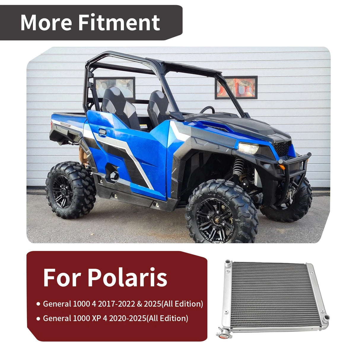 High Performance Aluminium Radiator for Polaris General 1000 4 (2017–2022, 2025) 1241135, 1241123