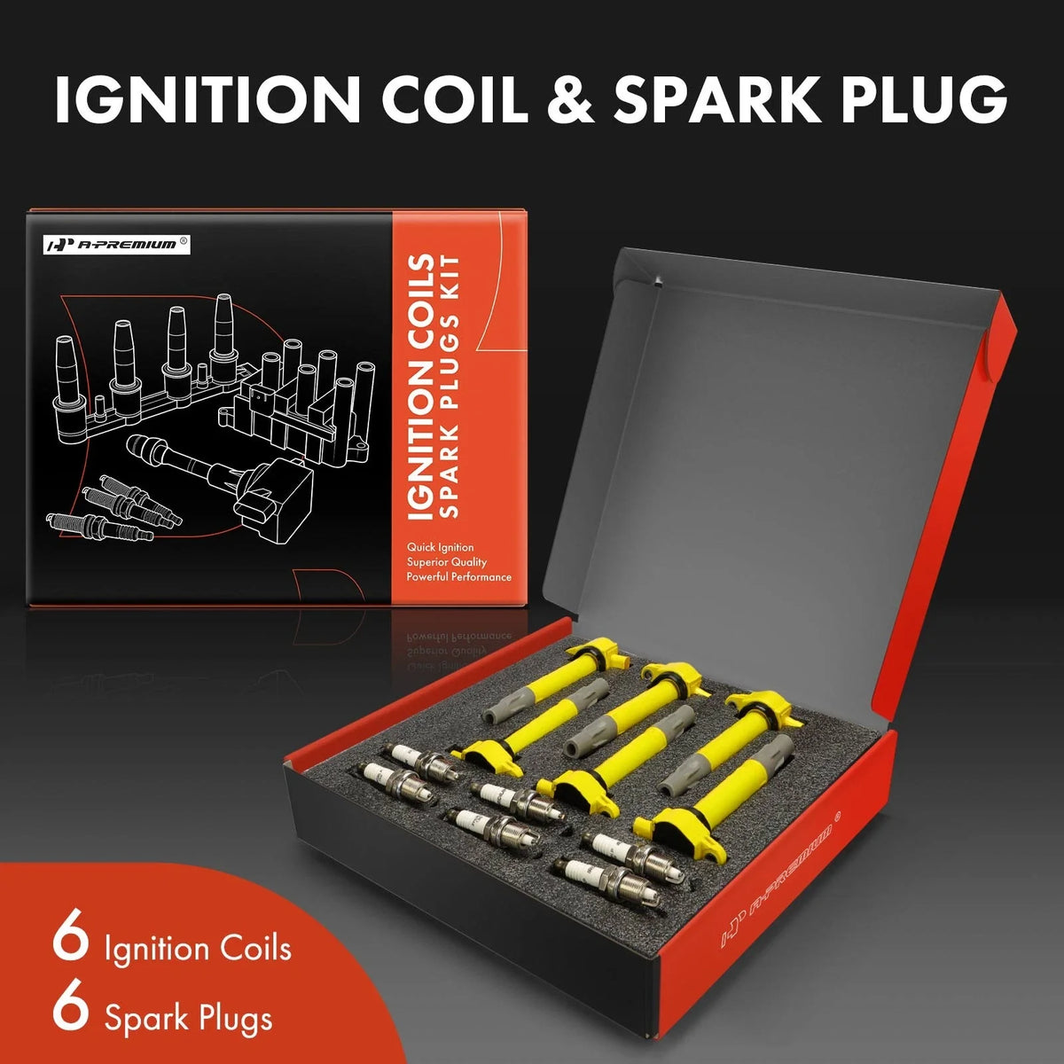 Set of 6 Ignition Coils & Iridium Spark Plugs for Dodge Grand Caravan