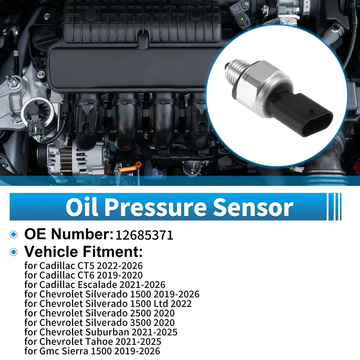 1 pcs Engine Oil Pressure Sensor No.12685371 for Cadillac CT5 (2022–2026)