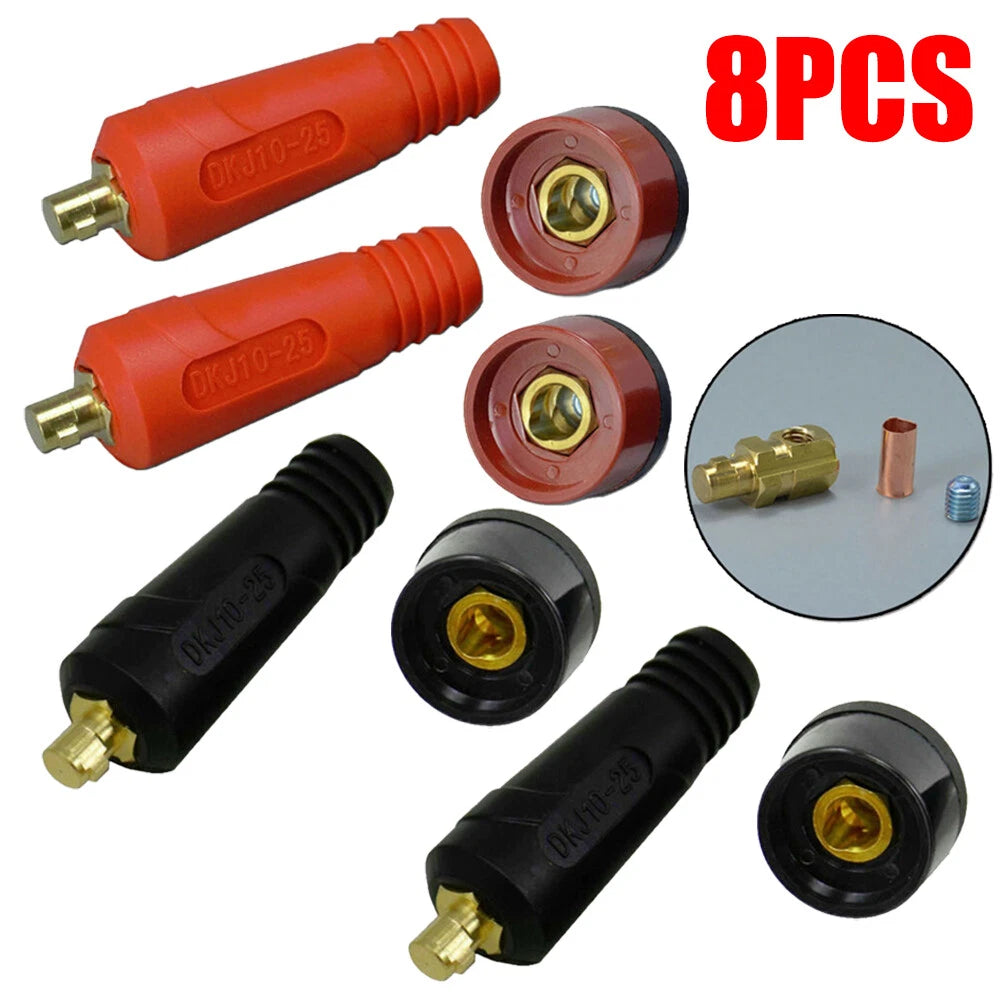 8 PCS TIG Welding Cable Panel Connector Socket Set Style DKJ10-25 & DKZ10-25