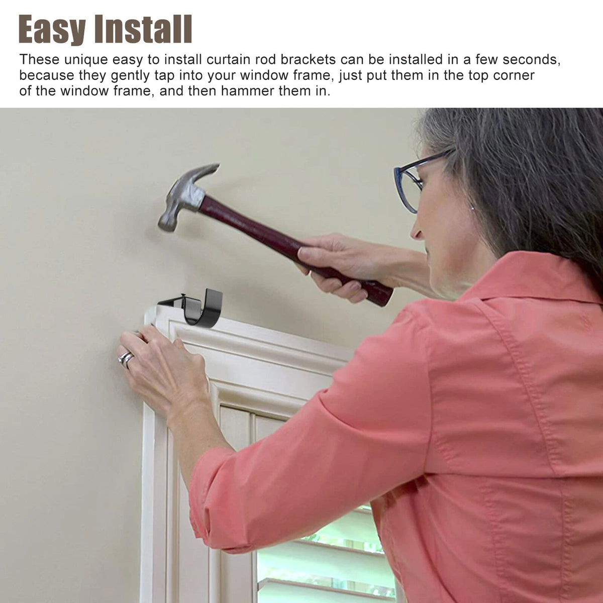 Set of 4 Curtain Pole Brackets for Wooden Window Frame
