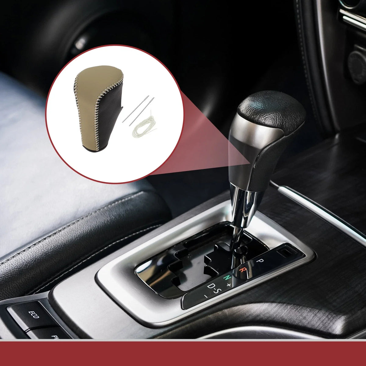 1Pc Gear Shift Knob Cover for Honda Accord 8 (2008–2012) Black Beige Leather