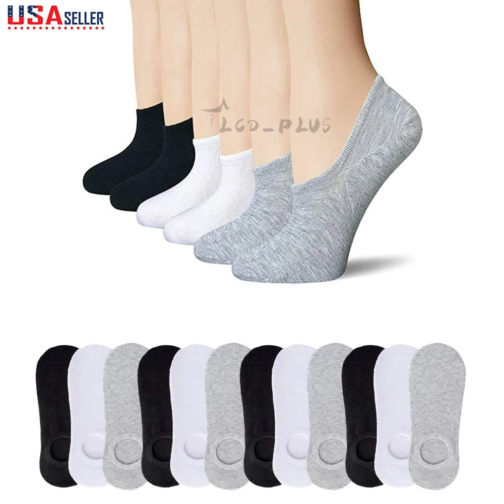 3-12 Pairs Invisible No Show Nonslip Loafer Socks for Men