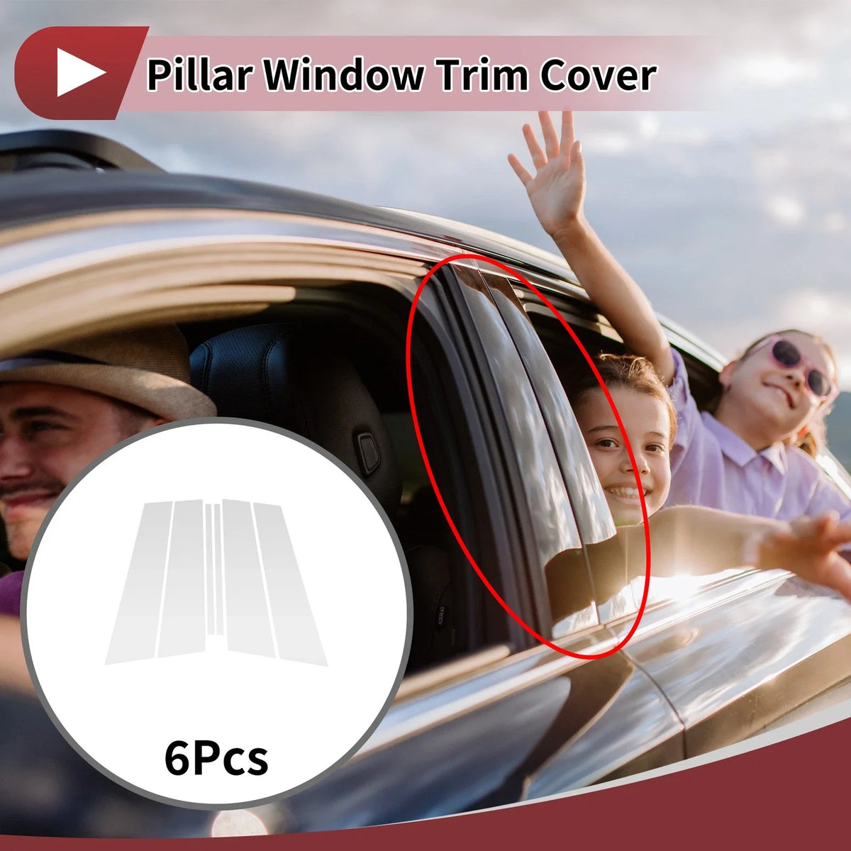 Set of 6 Door Pillar Window Trim for Volkswagen T-ROC (2018–2022)